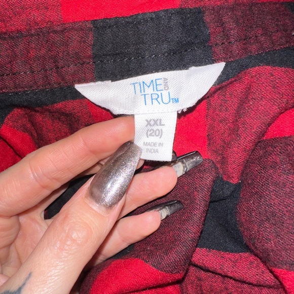 Time and Tru Red and Black Plaid Men's Shirt - Picture 3 of 3